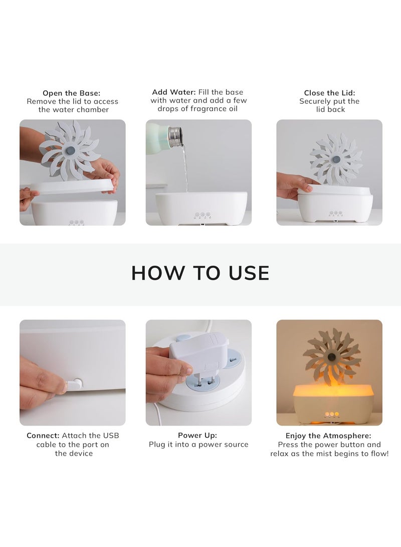 Windmill Humidifier with Remote Control|300ML Capacity | Whisper-Quiet, Smart Timer, Multi Light Modes Ideal for Aromatherapy | Aroma Diffuser for Home, Essential Oil Diffuser - Image 5